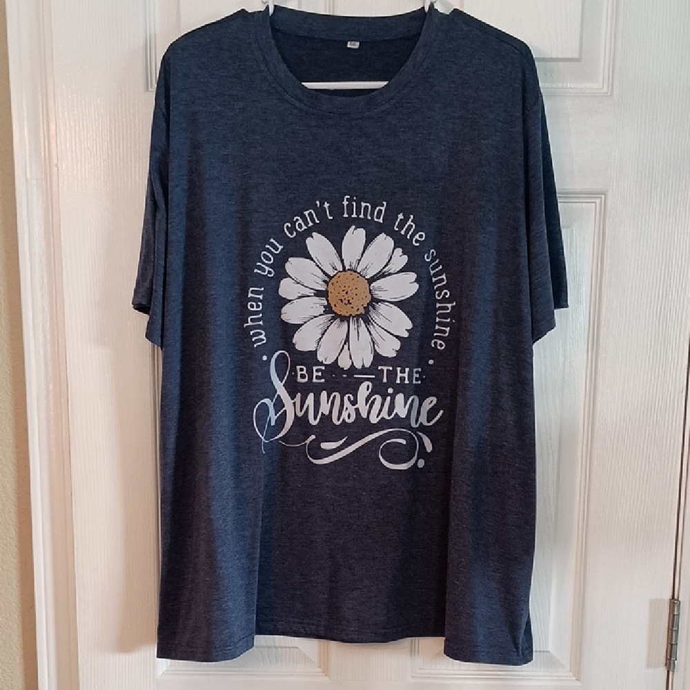 Daisy Print Size 5X Blue Sunshine T-shirt (a100)